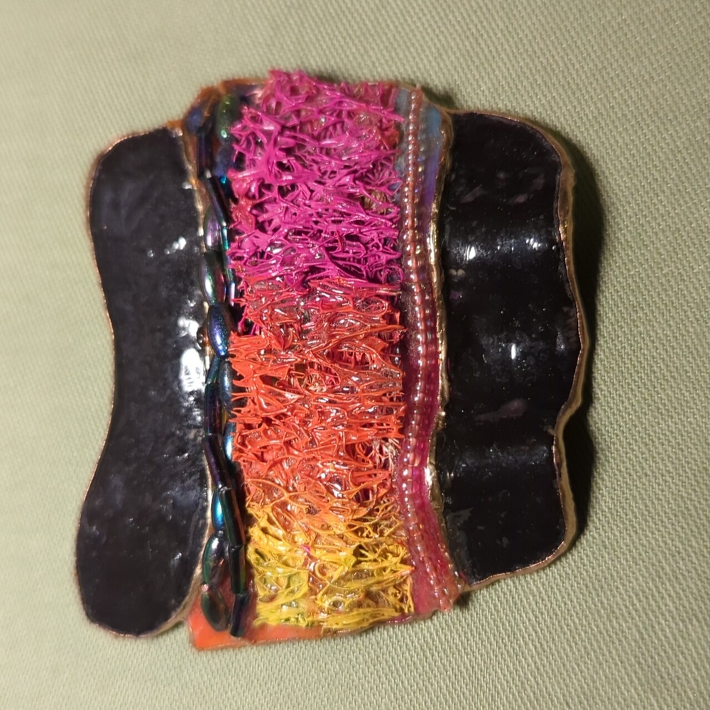 Vintage Amy Lacombe handmade Art Deco Abstract 80s Brooch